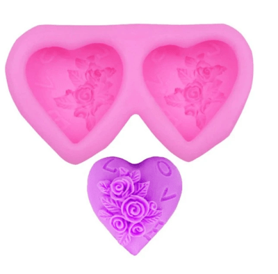 Molde Silicona Corazón con Rosas