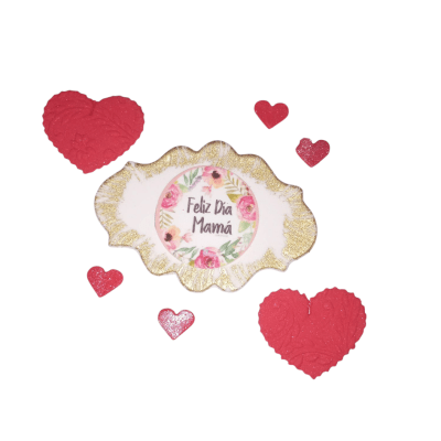 Decoracion de Azucar Dia Mama Placa Flores