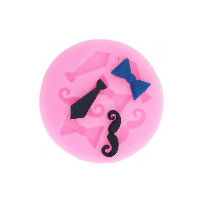 Molde Silicona para Fondant Papa Bigote Corbatas 6 div.1