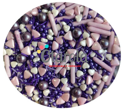 Sprinkles Rods Lila corazon blanco