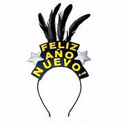 Cintillo Feliz Año Nuevo con Plumas 1u.1