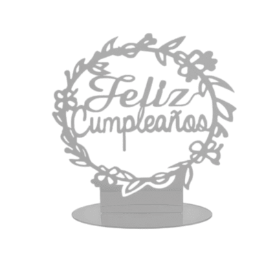 Toppers Acrilico Plata Feliz Cumpleaños1