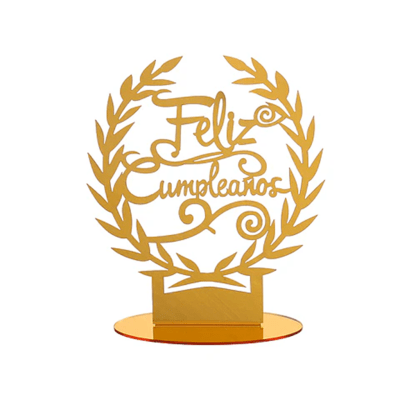 Toppers Acrilico Dorado Feliz Cumpleaños1