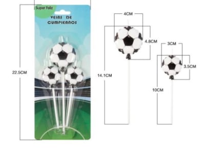 Vela Pelota Futbol 3pzs. Super Feliz1