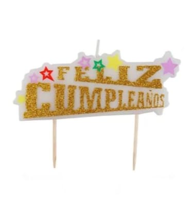 Vela Feliz Cumpleaños Dorado Glitter
