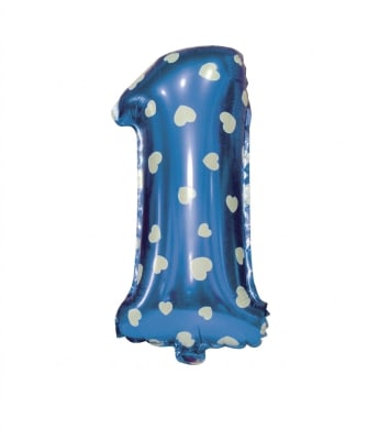 Globo Foil Azul Corazones Numero 1 26