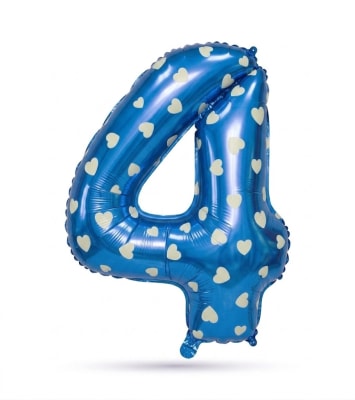 Globo Foil Azul Corazones Numero 4 26