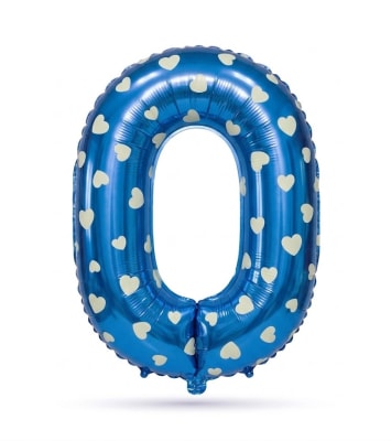 Globo Foil Azul Corazones Numero 0 26