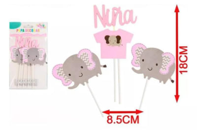 Topper elefante niña 4pcs