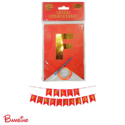 Guirnalda Feliz Cumpleaños Naranja Fluor1