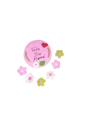 Decoracion de Azucar Dia Mama Placa y Flores