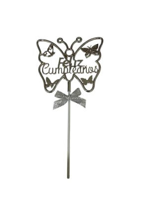 Topper Torta Mariposa Plateada