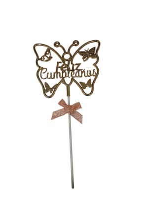 Topper Torta Mariposa Rose Gold x 1 unidad