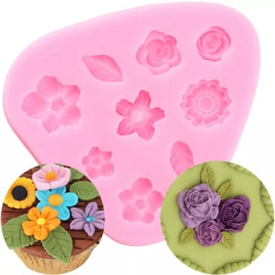 Molde Silicona Para Fondant Flores 9 pzs