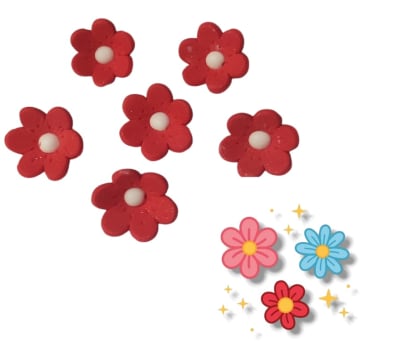 Decoracion De Azucar Flores Grandes Roja