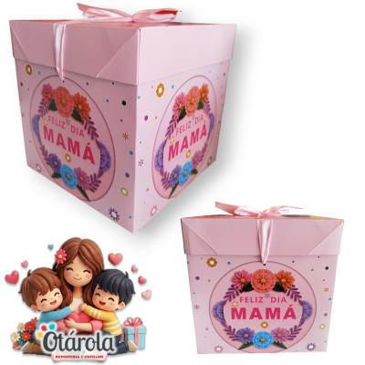 Caja Regalo Mamá Rosada 22x 22cm.