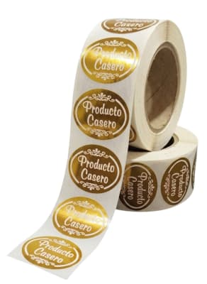 Etiquetas Producto Casero Dorado 1000u. (Rollo)