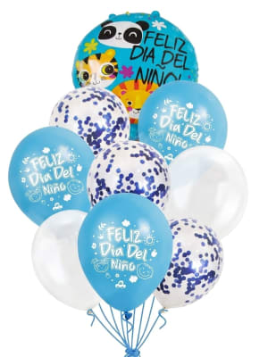 Set De Globos Dia del niño Celeste 9pcs.