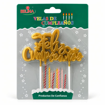 Vela Feliz Cumpleaños Dorado