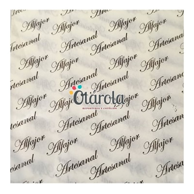 Papel Alfajor Diseño Letras Cursiva Cafe 100u.1