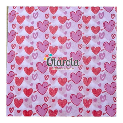 Papel Alfajor Diseño Corazones Rosa y Rojo 100u.