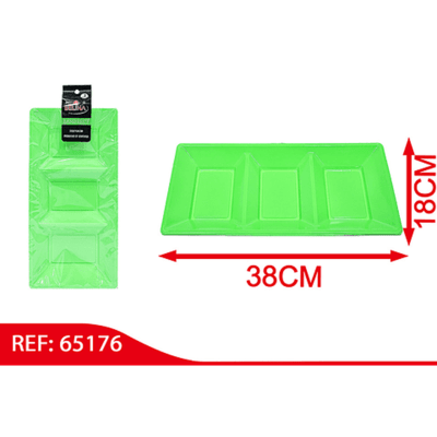 Bandeja Plastica Rectangular Verde 3Div.1