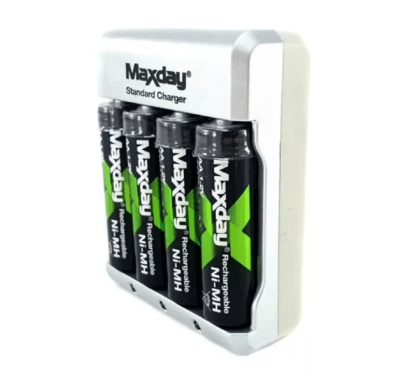 CARGADOR DE PILAS AA, AAA Y 9v + 4 PILAS RECARGABLES AA