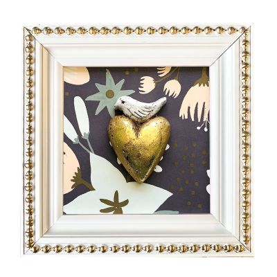 Cuadro Corazón Dorado y Flores Tierra Cuadro Corazón Dorado y Flores Tierra