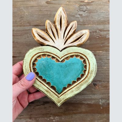 Corazón Madera Verde Agua Corazón Madera Verde Agua