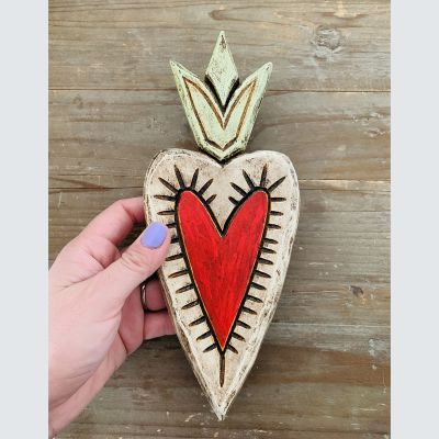 Corazón Madera Rojo y Blanco Corazón Madera Rojo y Blanco