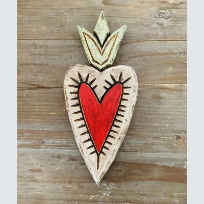 Corazón Madera Rojo y Blanco Corazón Madera Rojo y Blanco
