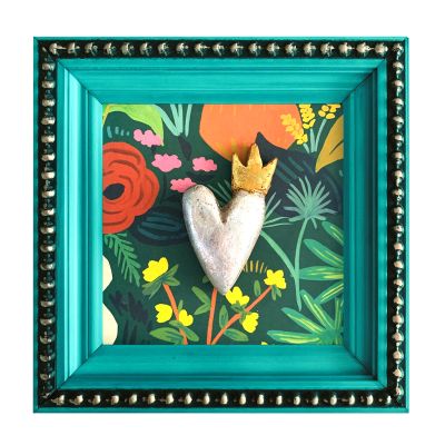 Cuadro Corazón Plata Marco Turquesa Cuadro Corazón Plata Marco Turquesa
