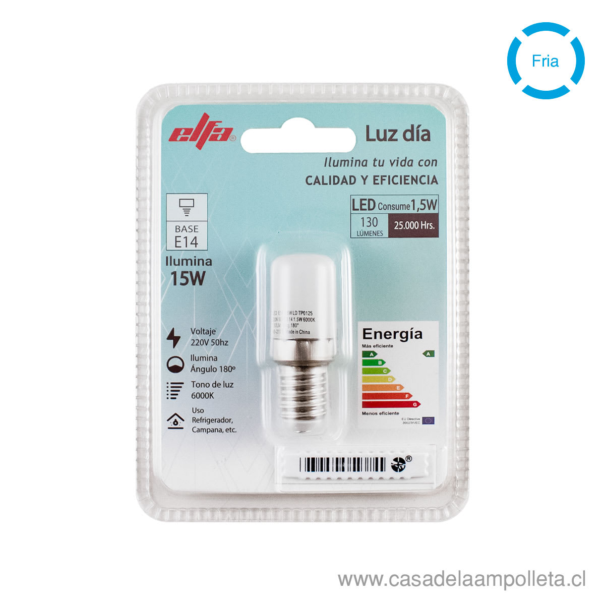 AMPOLLETA LED E14 1,5W (15W) - BLANCO FRIO (6000K)