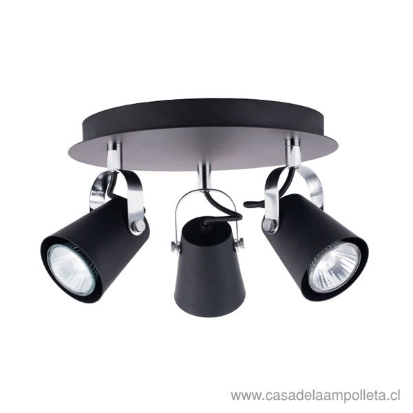 FOCO SPOT SOBREPUESTO GU10 AURUS TRIPLE - NEGRO MATE
