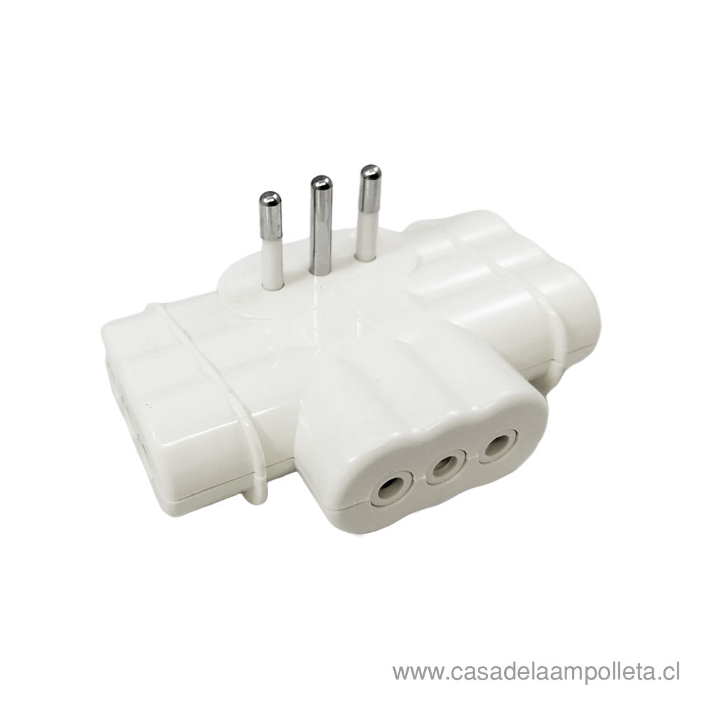 ENCHUFE ADAPTADOR TRIPLE PLANO CON PROTECCIÓN - MARFIL