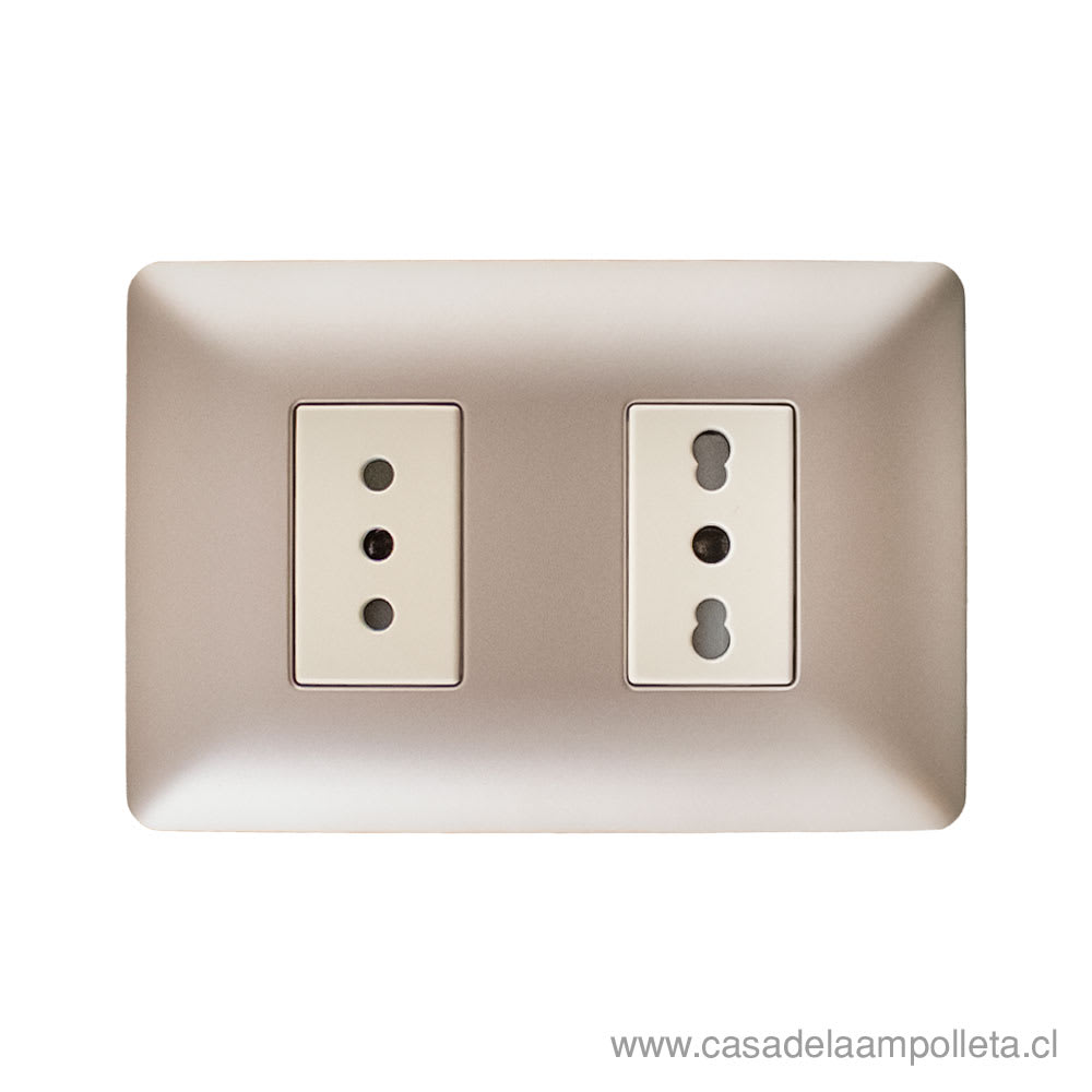 ENCHUFE DOBLE 10A + 10/16A - CHAMPAGNE