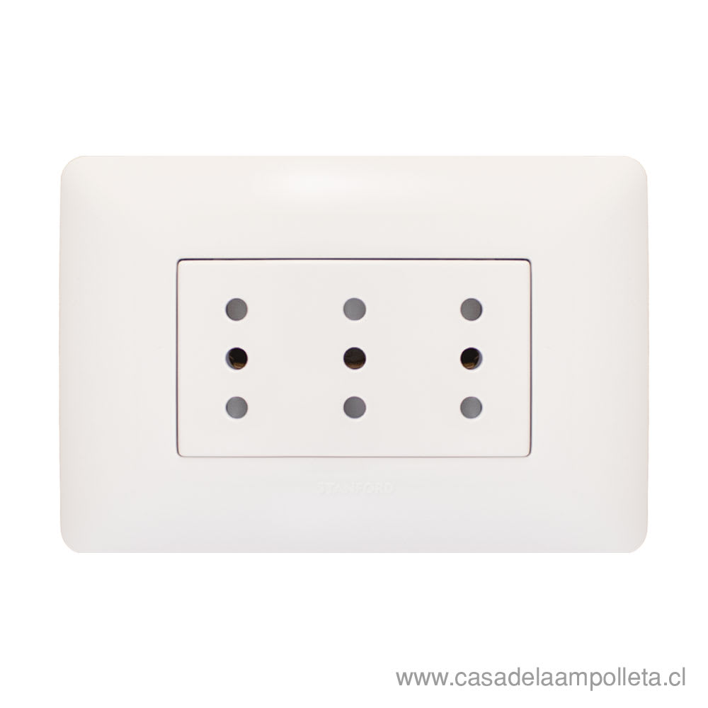 ENCHUFE TRIPLE PUENTEADO 10A - BLANCO