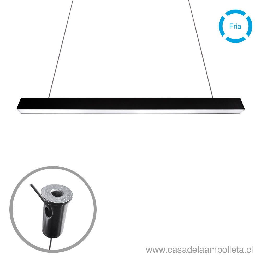 LAMPARA LED LINEAL PENDANT 40W 120CM NEGRO - BLANCO FRÍO (6000K)