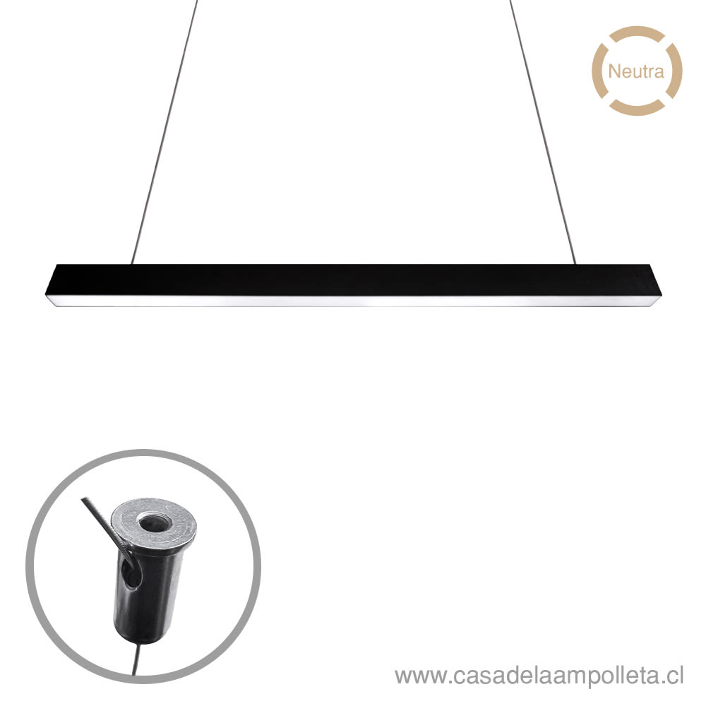 LAMPARA LED LINEAL PENDANT 40W 120CM NEGRO - BLANCO NEUTRO (4000K)