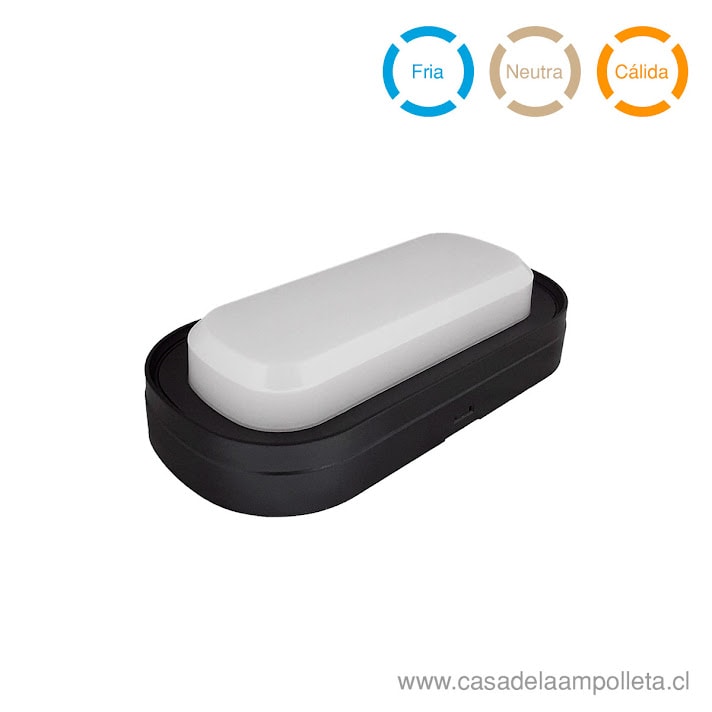 FOCO TORTUGA LED OVALADO 12W NEGRO- BLANCO CÁLIDO, NEUTRO Y FRÍO