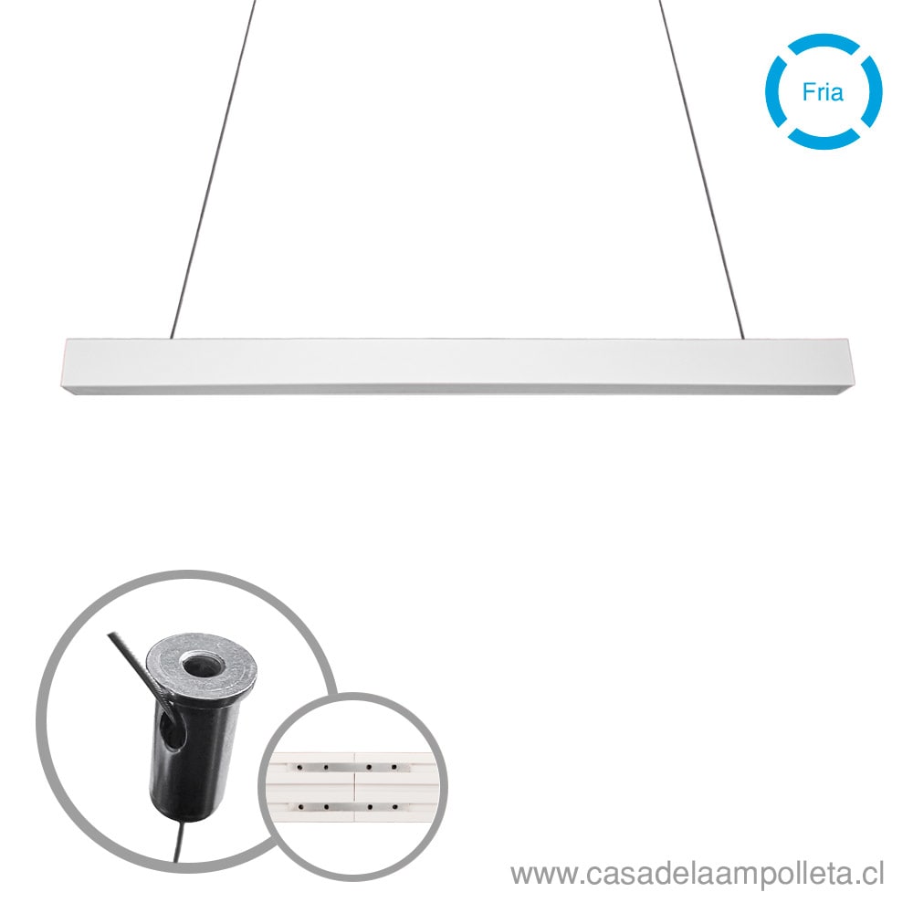 LAMPARA LED LINEAL PENDANT 40W 120CM BLANCO - BLANCO FRIO (6500K)