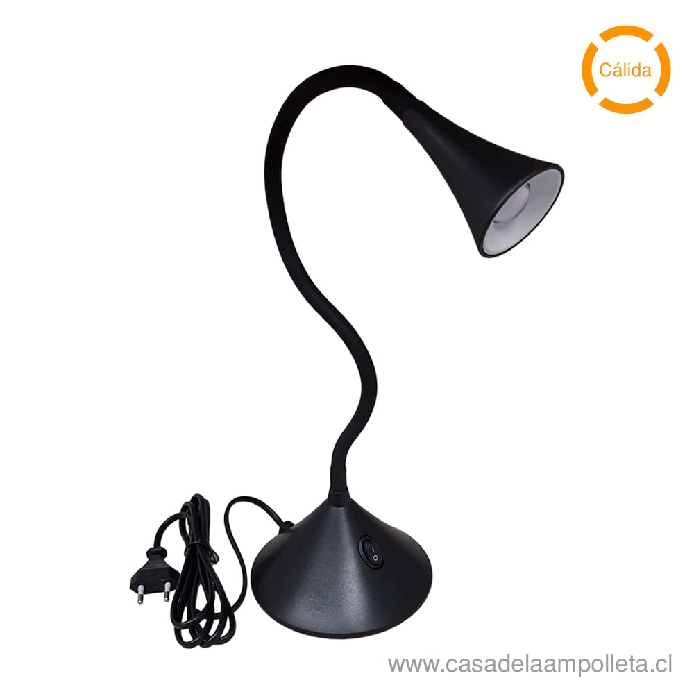 LAMPARA ESCRITORIO LED COBRA 3W NEGRO - BLANCO CÁLIDO (3000K)
