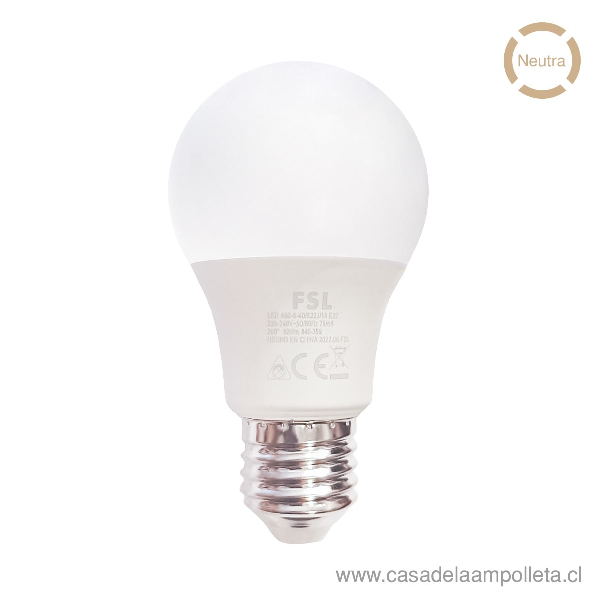 AMPOLLETA LED A60 9W - BLANCO NEUTRO (4000K) - FSL