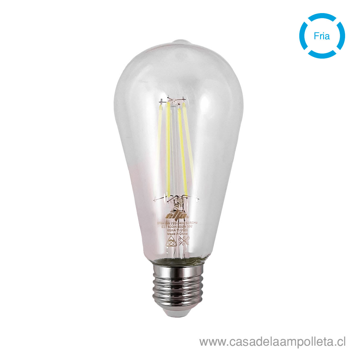AMPOLLETA LED VINTAGE PERA ST64 6W - BLANCO FRIO (6000K) - ELFA