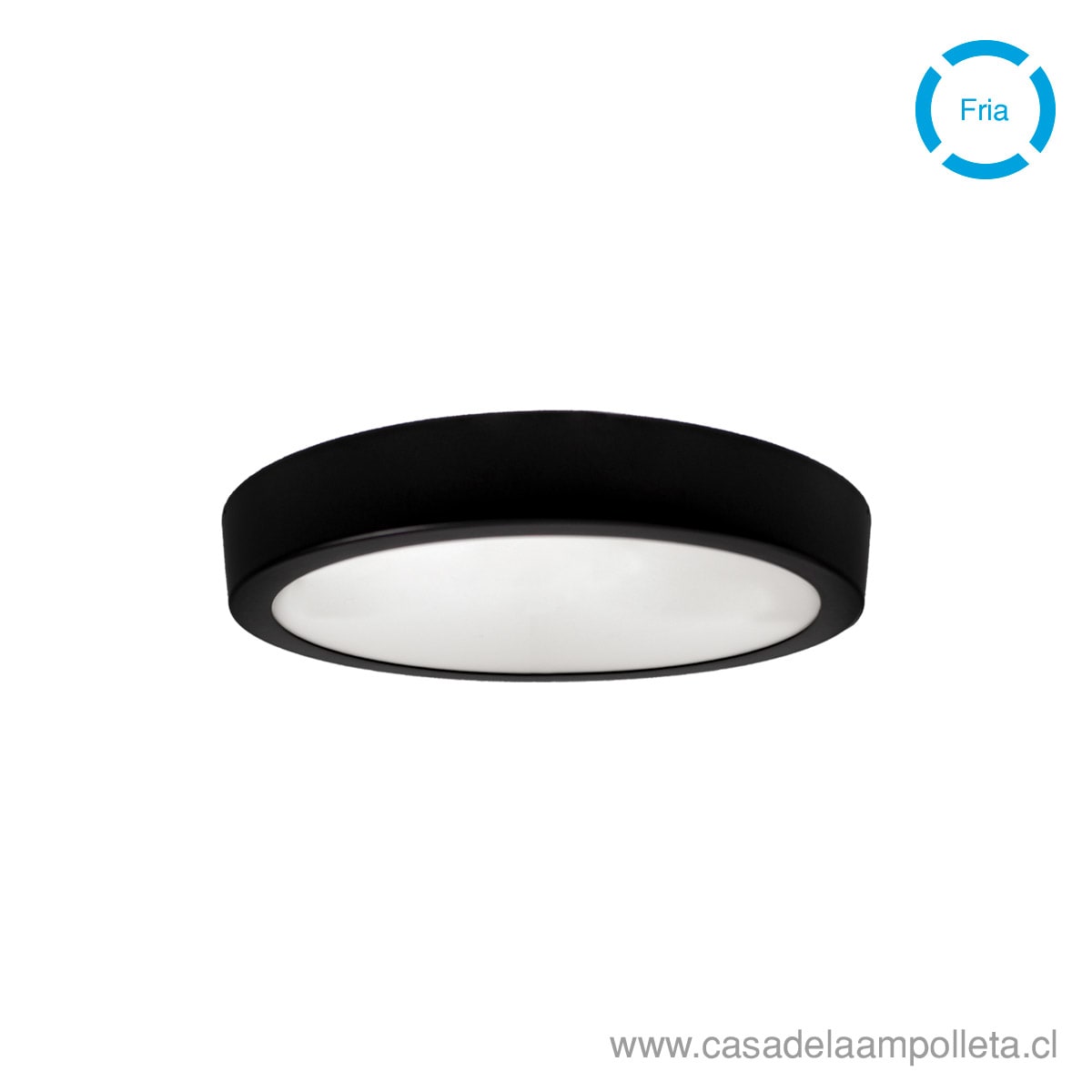 PANEL LED REDONDO SOBREPUESTO 12W NEGRO - BLANCO FRÍO (6500K)