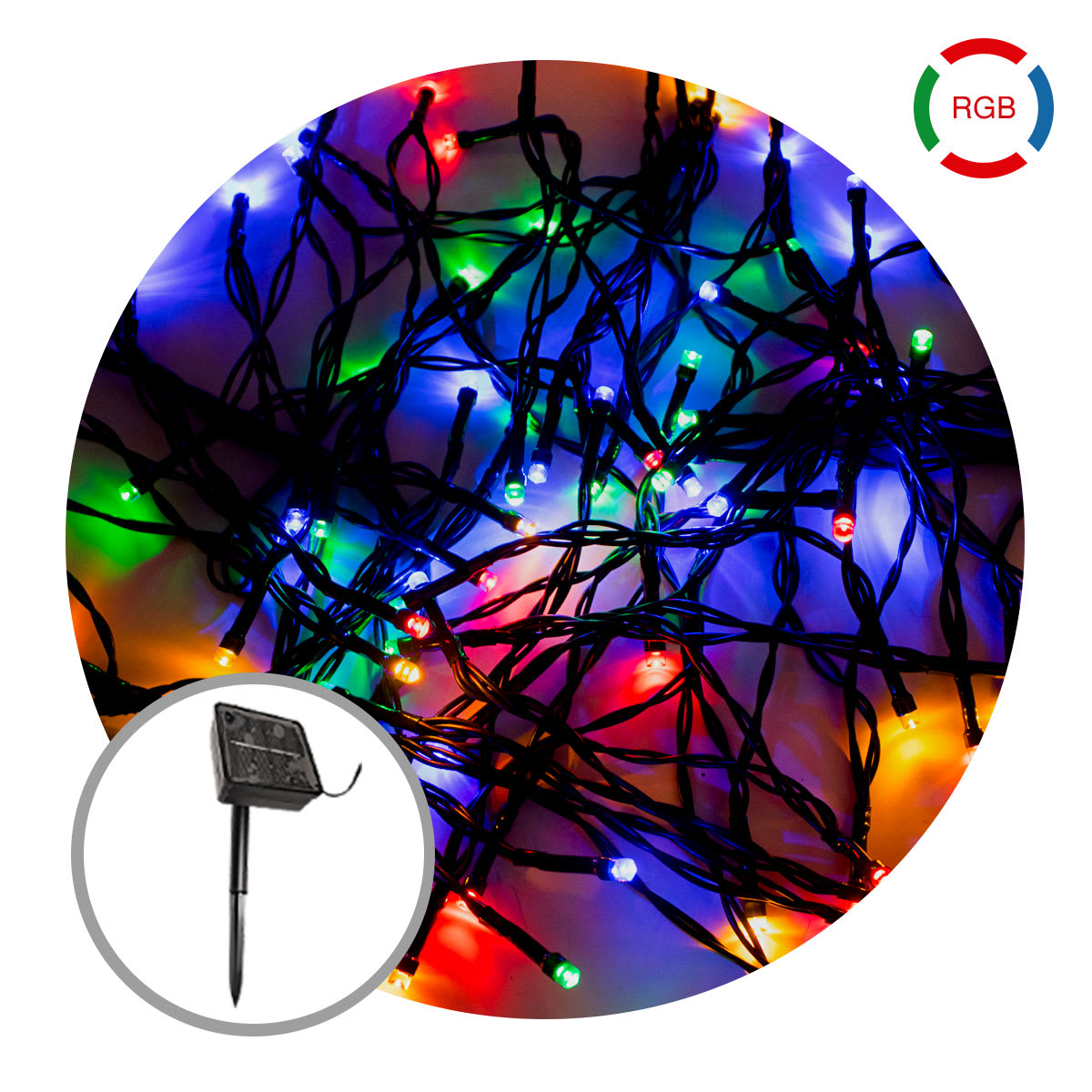 GUIRNALDA SOLAR 4W LUCES LED 10 METROS - RGB