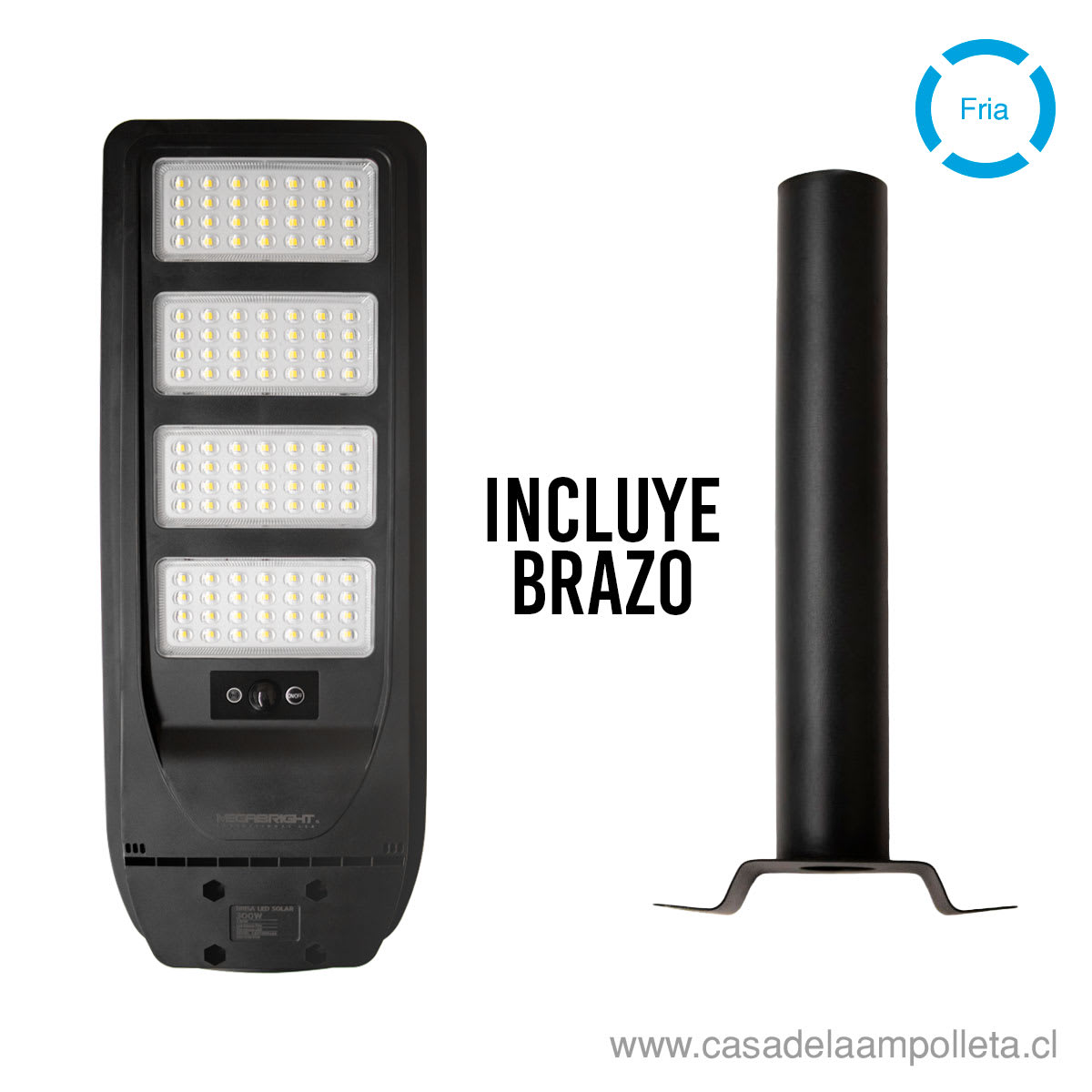 LUMINARIA PUBLICA LED SOLAR 300W CON SOPORTE PARA FIJACIÓN - BLANCO FRÍO (6500K)