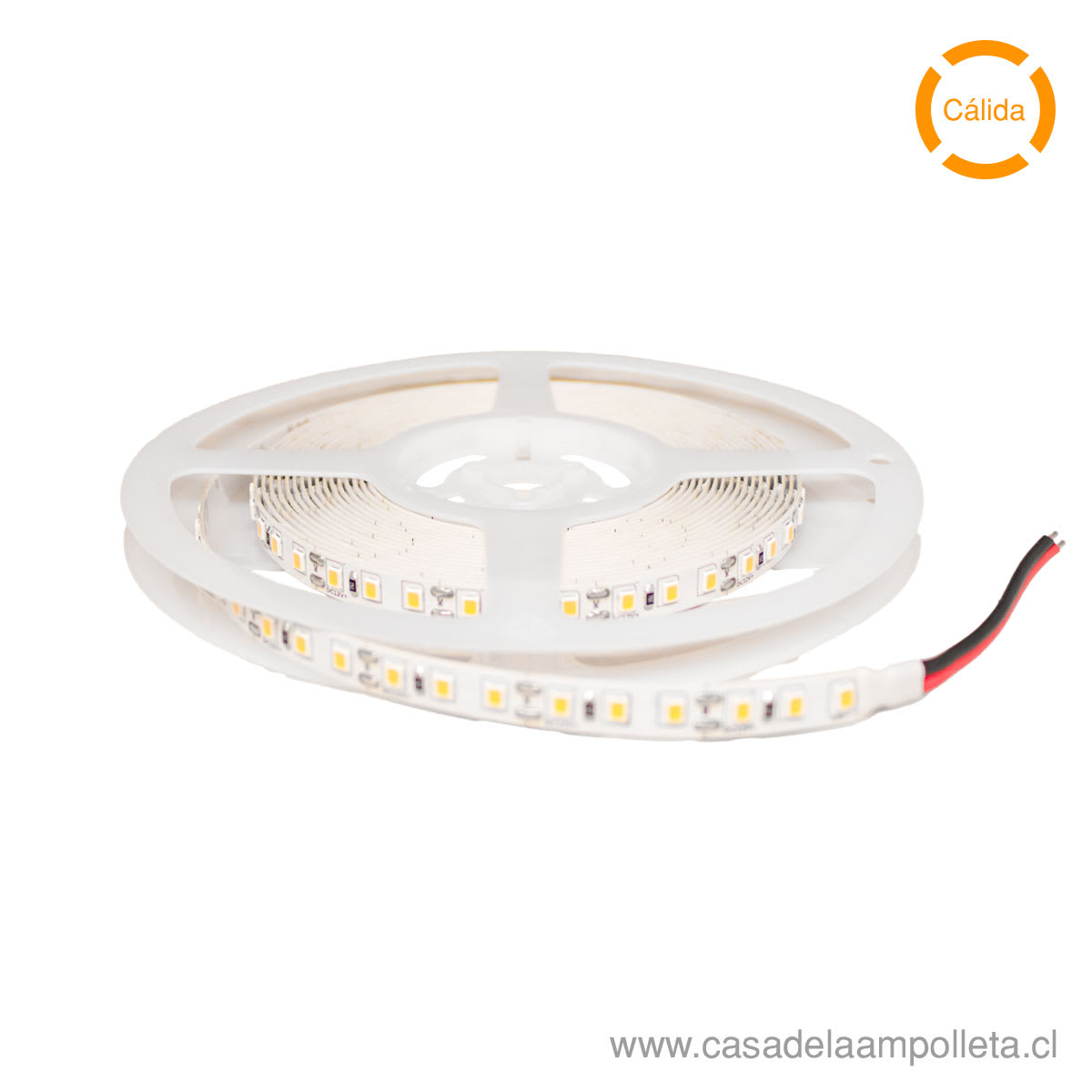 CINTA LED 12V ROLLO 5MTS 7W/M 2835 - BLANCO CÁLIDO (3000K)