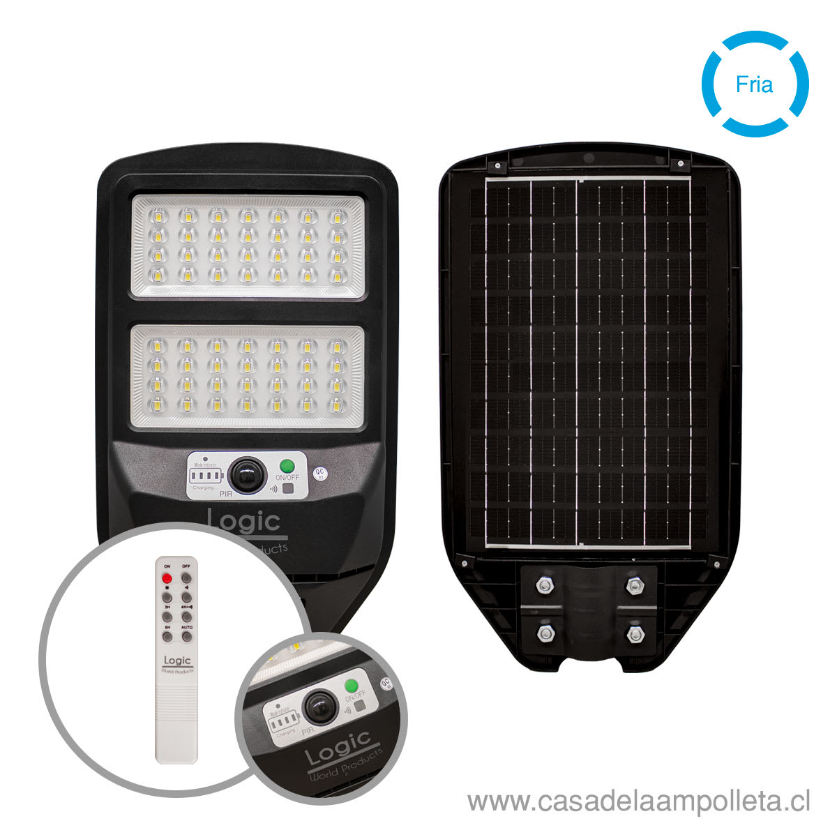 LUMINARIA PUBLICA LED PEATONAL SOLAR 100W S02 - BLANCO FRÍO (6500K)
