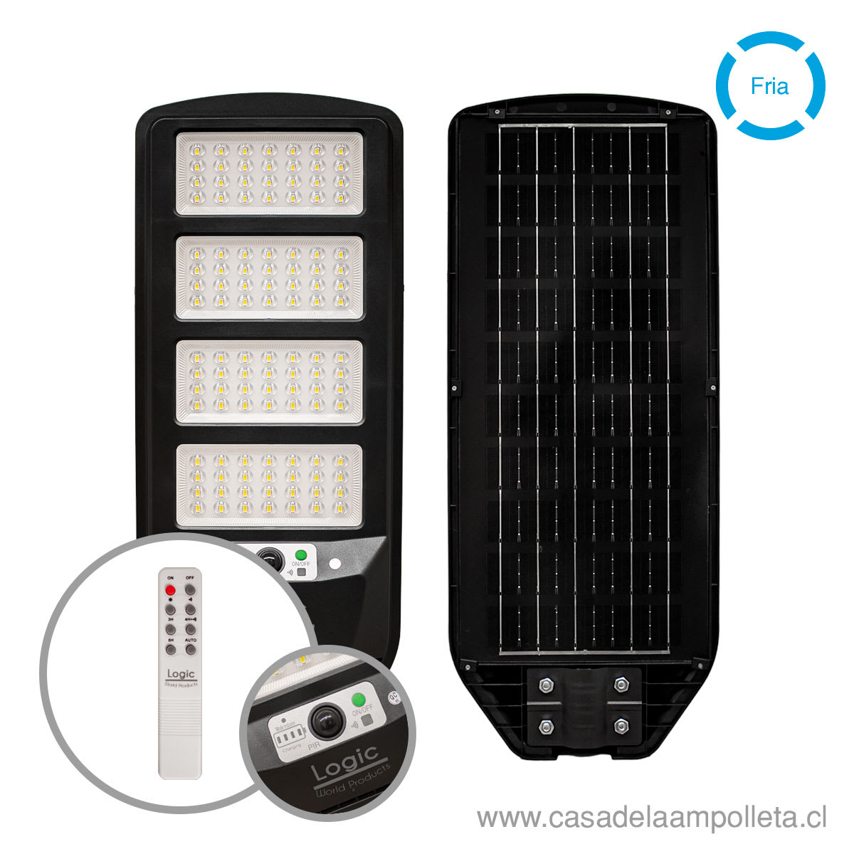LUMINARIA PUBLICA LED PEATONAL SOLAR 200W S02 - BLANCO FRÍO (6500K)